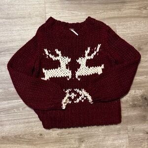 Free People Prancer and Dancer Sweater — Wine & Ivory